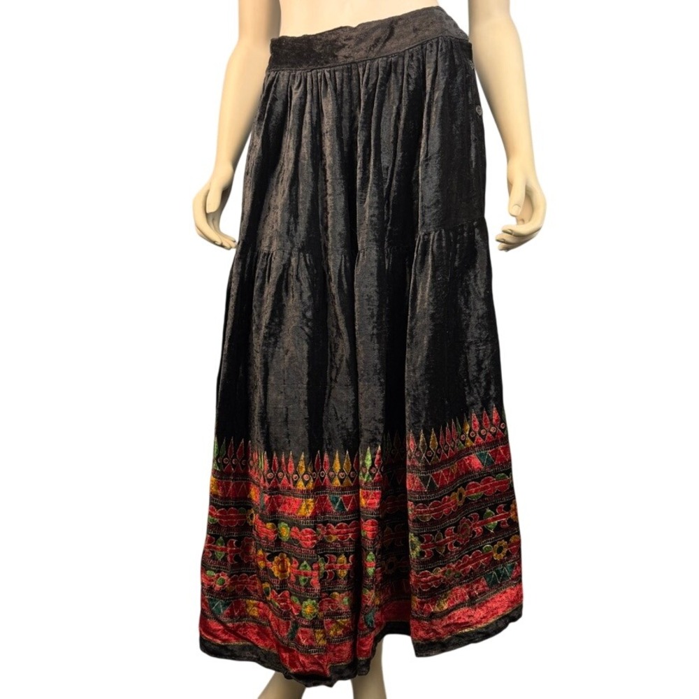 Vintage Bila of California S Velvet Maxi Skirt Boho Festival India‎ Whimsigoth